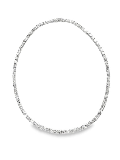 11.54CT Emerald Cut 7.78Ct Oval Lab Diamond Necklace 14k White Gold