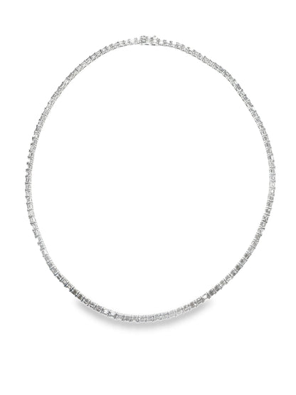10.22CT Emerald Cut Diamond Necklace 14k White Gold