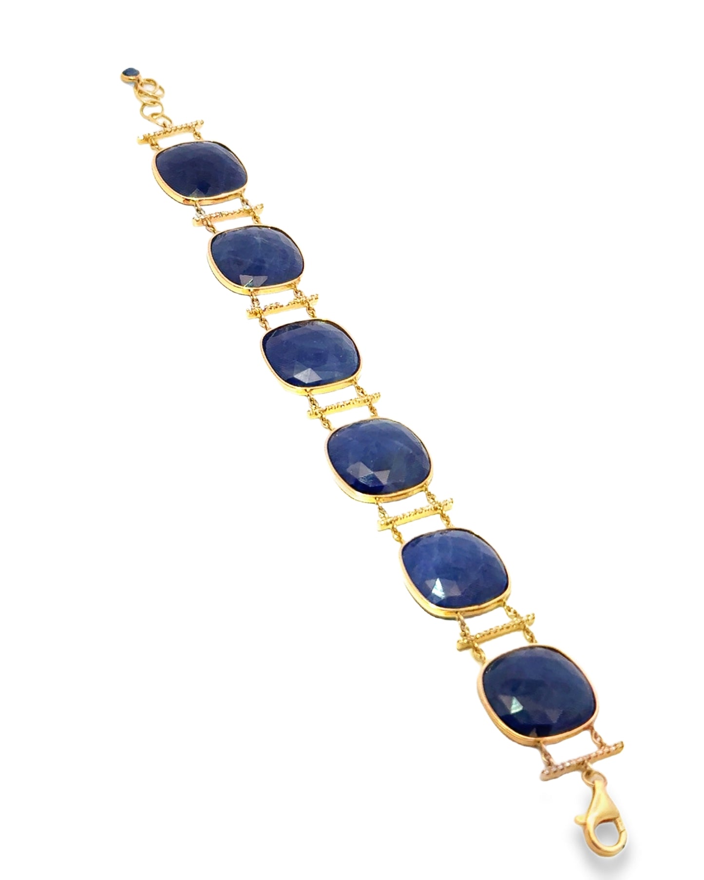 0.35CT Diamond with Blue Sapphire 14k Yellow Gold Bracelet