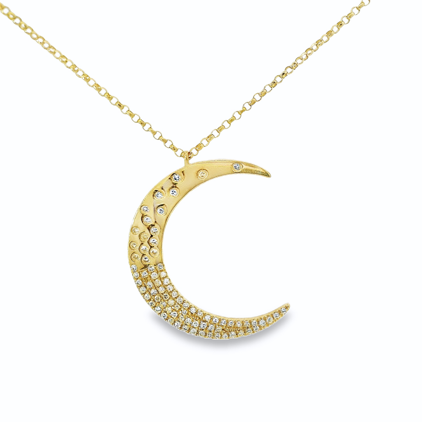 0.40CT Diamond Moon Pendant 14K Gold