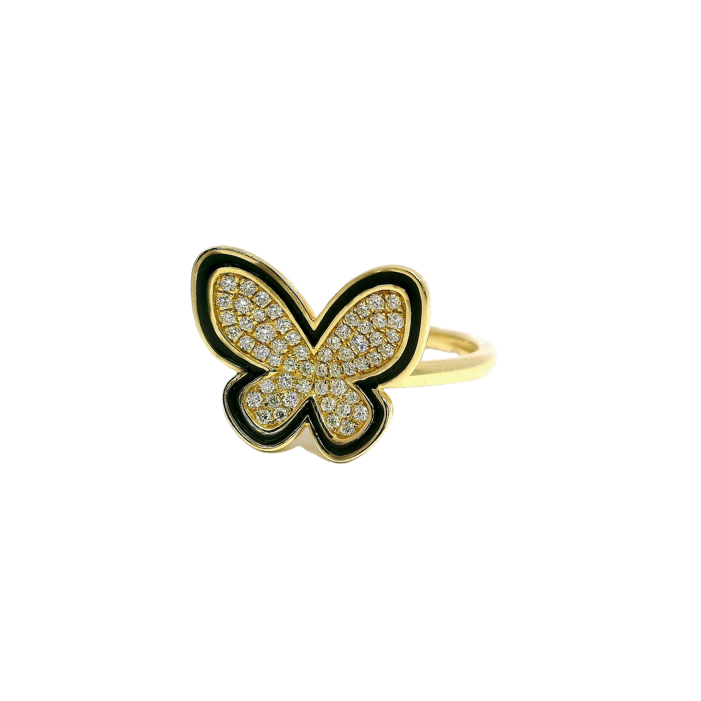 0.27CT Round Cut Diamond Butterfly Ring 18K Gold