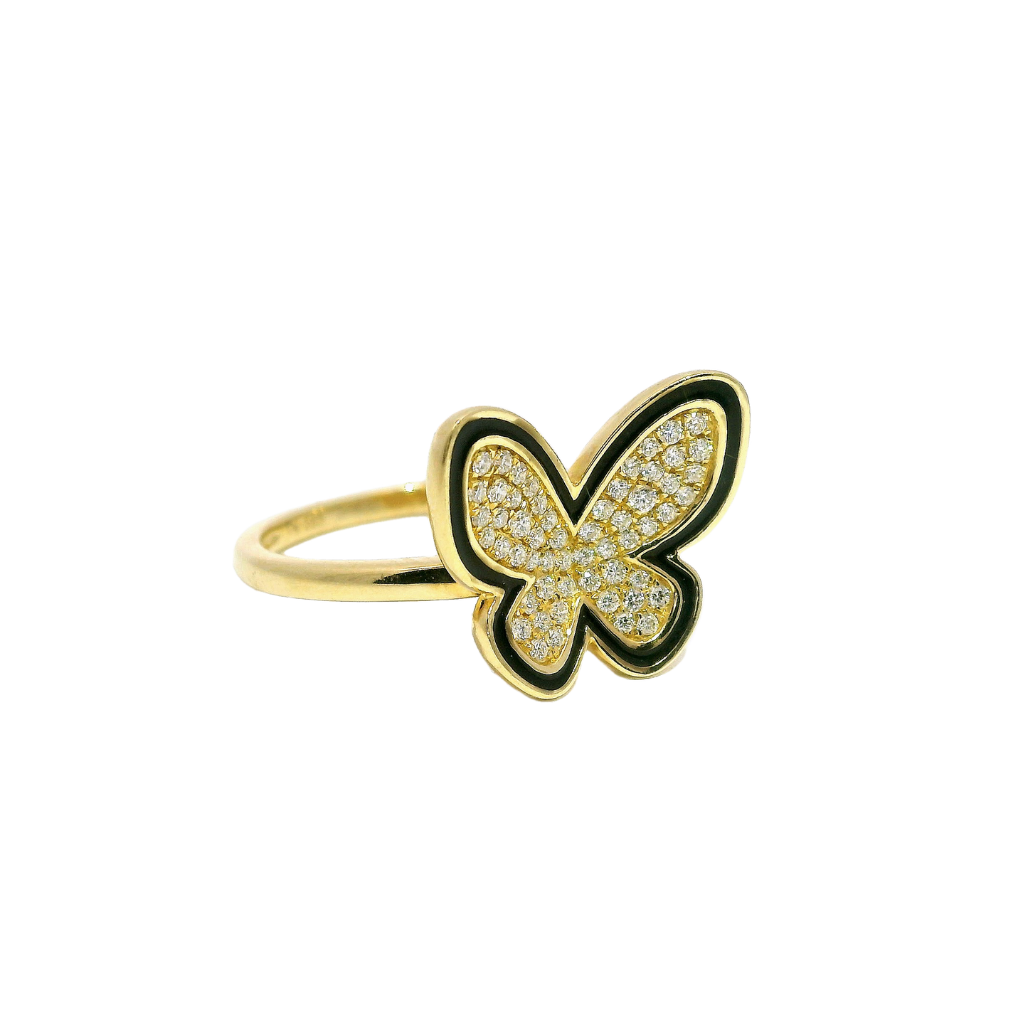 0.27CT Round Cut Diamond Butterfly Ring 18K Gold