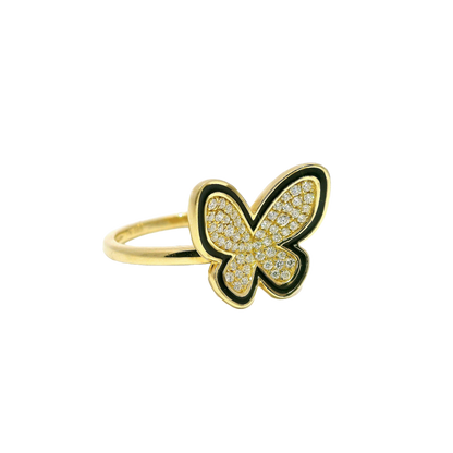 0.27CT Round Cut Diamond Butterfly Ring 18K Gold
