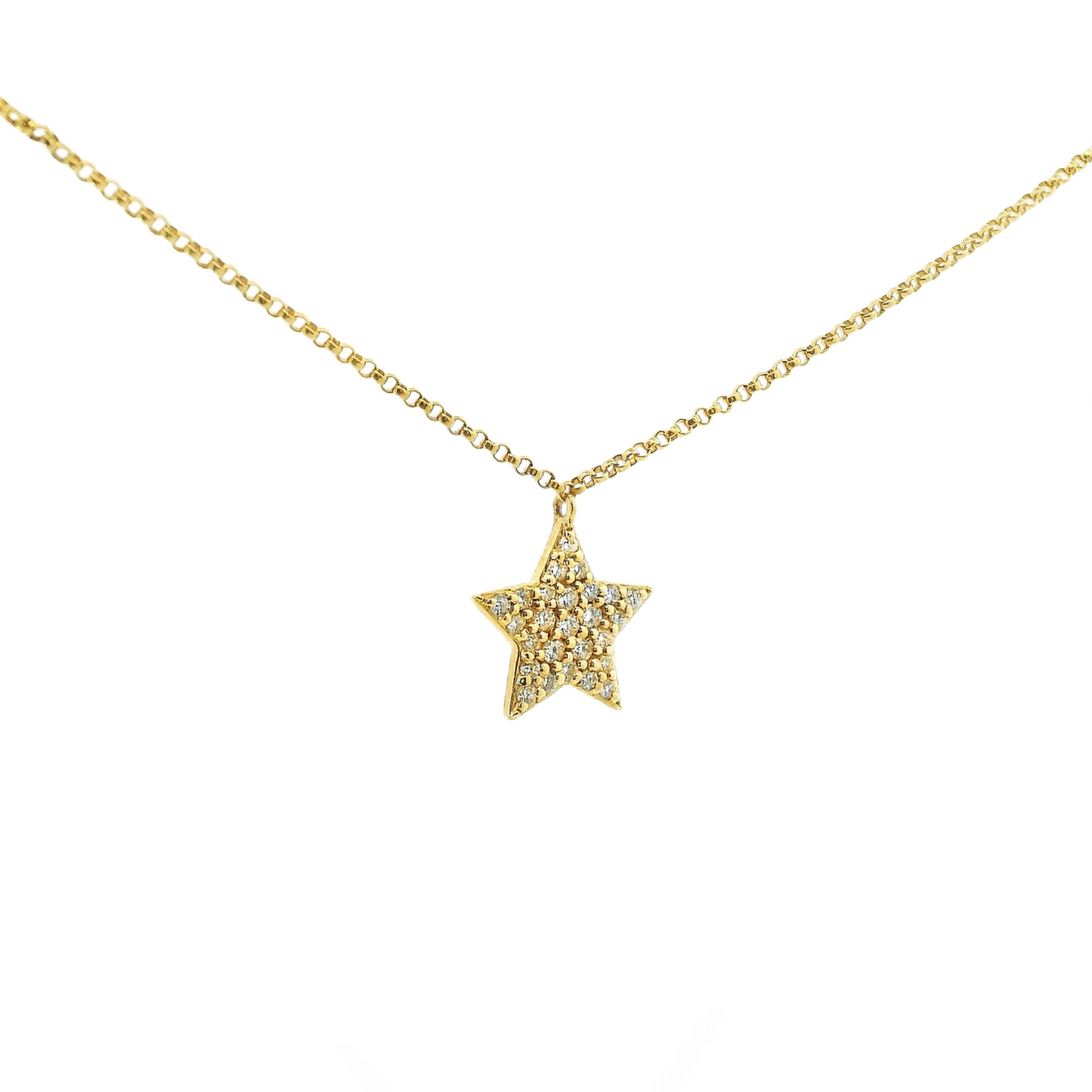 0.29CT Round Cut Diamond Star Pendant 14k Gold