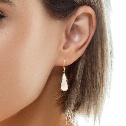 Plain Smokey Quartz Earring 14k Yellow Gold