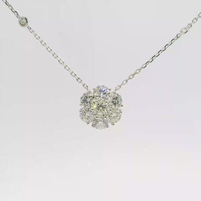 2.54CT Lab Diamond Flower Pendant 14k White Gold