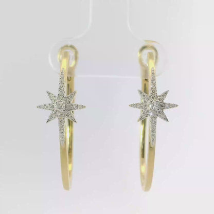 0.24CT Diamond  14k Yellow Gold Earring