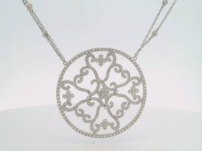 3.55CT Diamond Pendant 14k White Gold