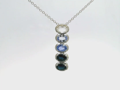 0.16CT Diamond 2.97CT Mixed Blue Sapphire 14k White Gold