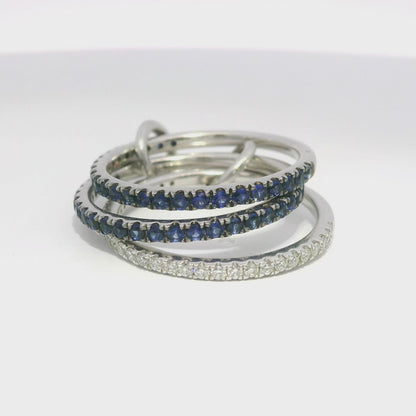 0.27CT Diamond 0.90CT Blue Sapphire Ring 14k White Gold