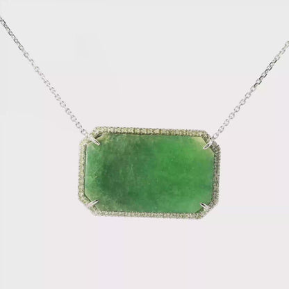0.30CT Diamond with Green Sapphire 14k White Gold Pendant