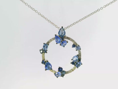 0.16CT Diamond 2.50CT Blue Sapphire 14k White Gold