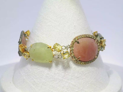 1.75CT Diamond with Mixed Sapphire 18k Yellow Gold Bracelet
