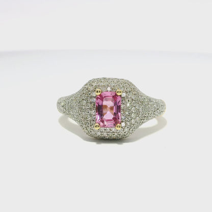 0.75CT Diamond 0.79CT Pink Sapphire Ring 14k Yellow Gold
