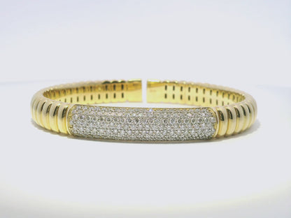 1.66CT Diamond Bangle 14k Yellow Gold