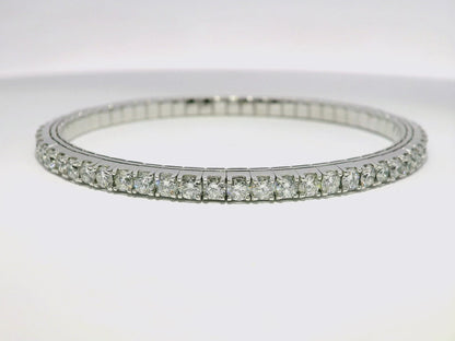 7.20CT Diamond Stretch Bangle 14k White Gold
