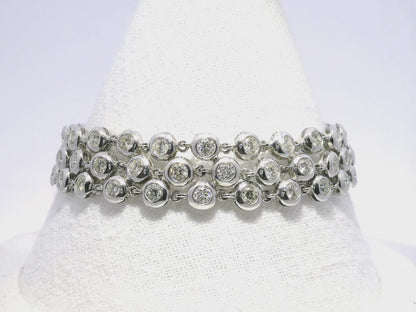 6.32CT 3 Row Bezel Bracelet 14k White Gold