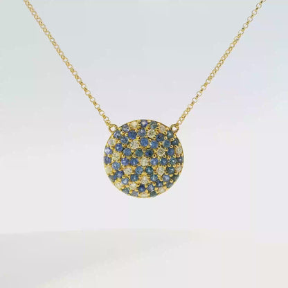 0.26Ct Diamond 0.92Ct Blue sapphire 14k Yellow Gold Pendant