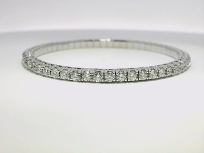 4.81CT Diamond Stretch Bangle 18k White Gold