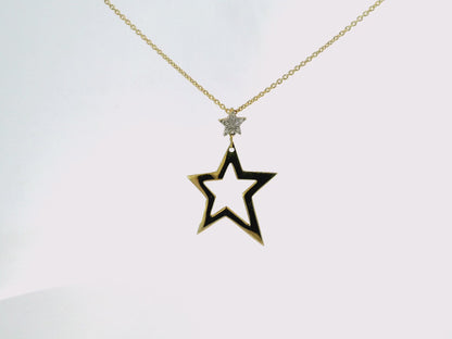 0.05CT Diamond Star Pendant 14k Yellow Gold