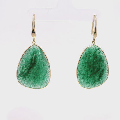 Green Aventurine Hoop Earring 14k Yellow Gold