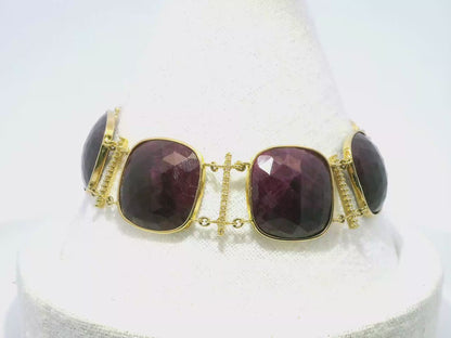 0.50CT Diamond with Ruby 14k Yellow Gold Bracelet