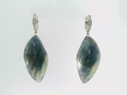 0.15CT Diamond with Blue Sapphire 14k White Gold Earring