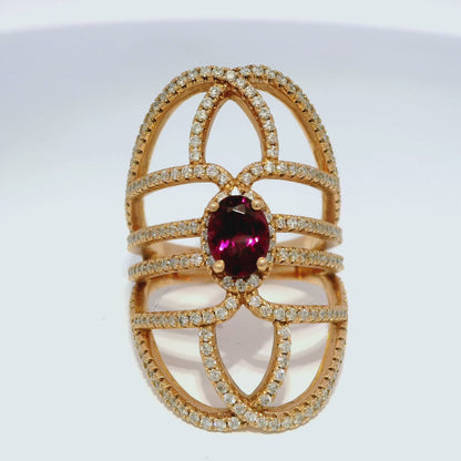 1.42CT Diamond with 4.3CT Pink Sapphire 14K Yellow Gold