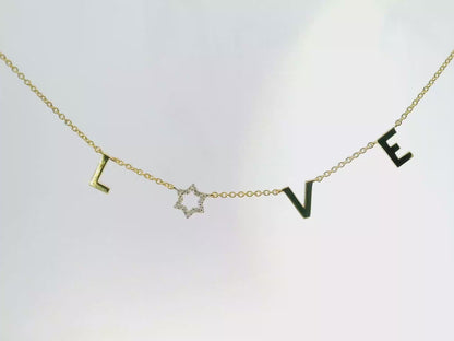 0.05CT Diamond  14k Yellow Gold Love Pendant