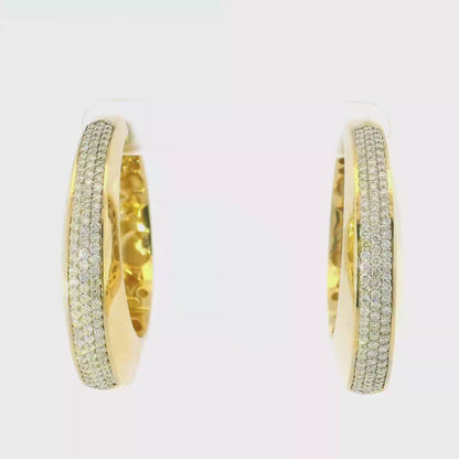 2.04CT Diamond Hoop 14k Yellow Gold Earring