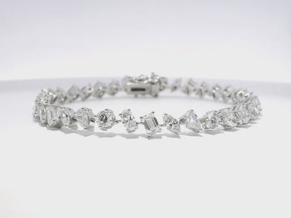 1.37CT Round 5.42CT Mixed Shape Lab Diamond Bracelet 14k White Gold