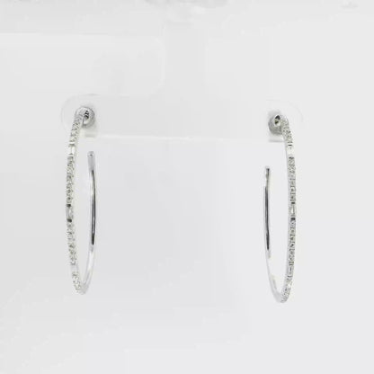 0.41CT Diamond Hoop Earrings 14k White Gold