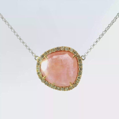 0.85CT Diamond with  Sapphire 18k White Gold Pendant