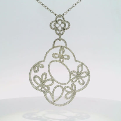 1.85CT Diamond Pendant 14k White Gold