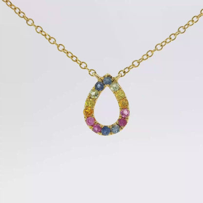0.55Ct Mixed Sapphire 14k Yellow Gold Pendant