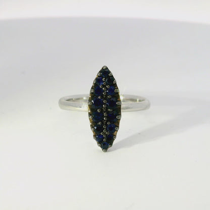 0.53CT Blue Sapphire Ring 14K White Gold