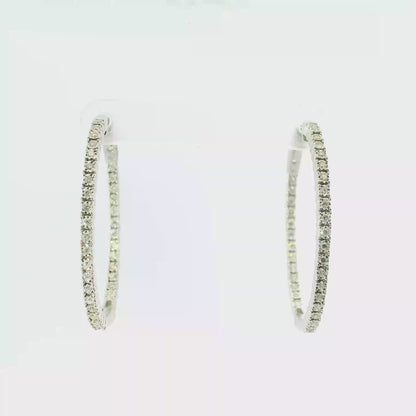 0.56CT Diamond Hoop Earrings 14k White Gold