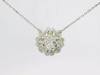 1.35CT Diamond Pendant 14k White Gold