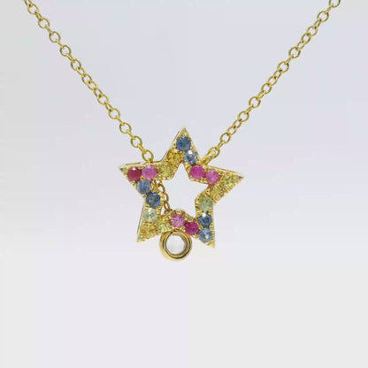 0.55CT Mixed Sapphire Pendant 14k Yellow Gold