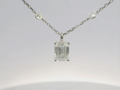 0.25CT Diamond 2.12CT Lab Emerald Pendant 14k White Gold