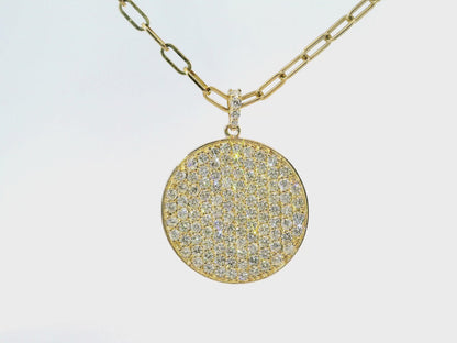 2.65CT Diamond Disc Pendant 14k Yellow Gold