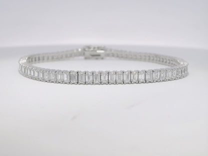 6.89CT Emerald Cut Lab Diamond Tennis Bracelet 14K White Gold