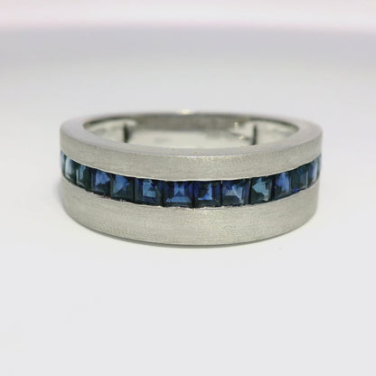 1.06CT Blue Sapphire Ring 14K White Gold