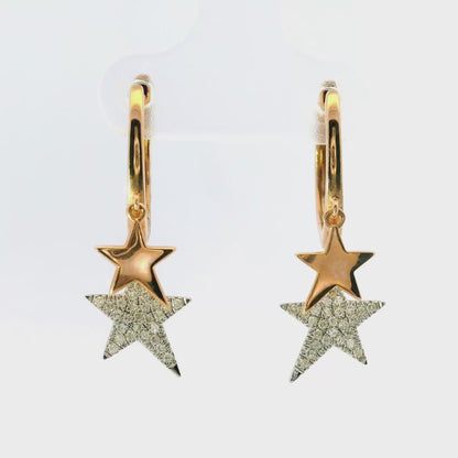 0.18Ct Diamond 14k Rose Gold Star Earring