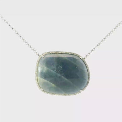 0.26CT Diamond With Blue Sapphire 18k White Gold