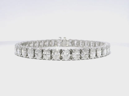15.12CT Oval Lab Diamond Bracelet 14k White Gold