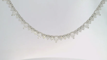 10.57CT Round Diamond 6.74CT Pear Lab Diamond Necklace 14k White Gold