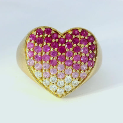 0.18CT Diamond and 1.10CT Pink Sapphire Ring 14K Yellow Gold