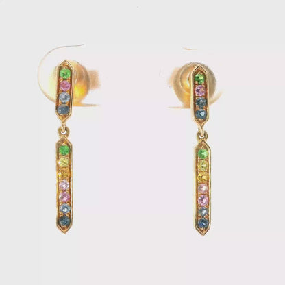 0.35CT Mixed Sapphire 14k Rose Gold Earring