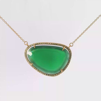 0.20CT Diamond With Green Sapphire 14k Rose Gold Pendant